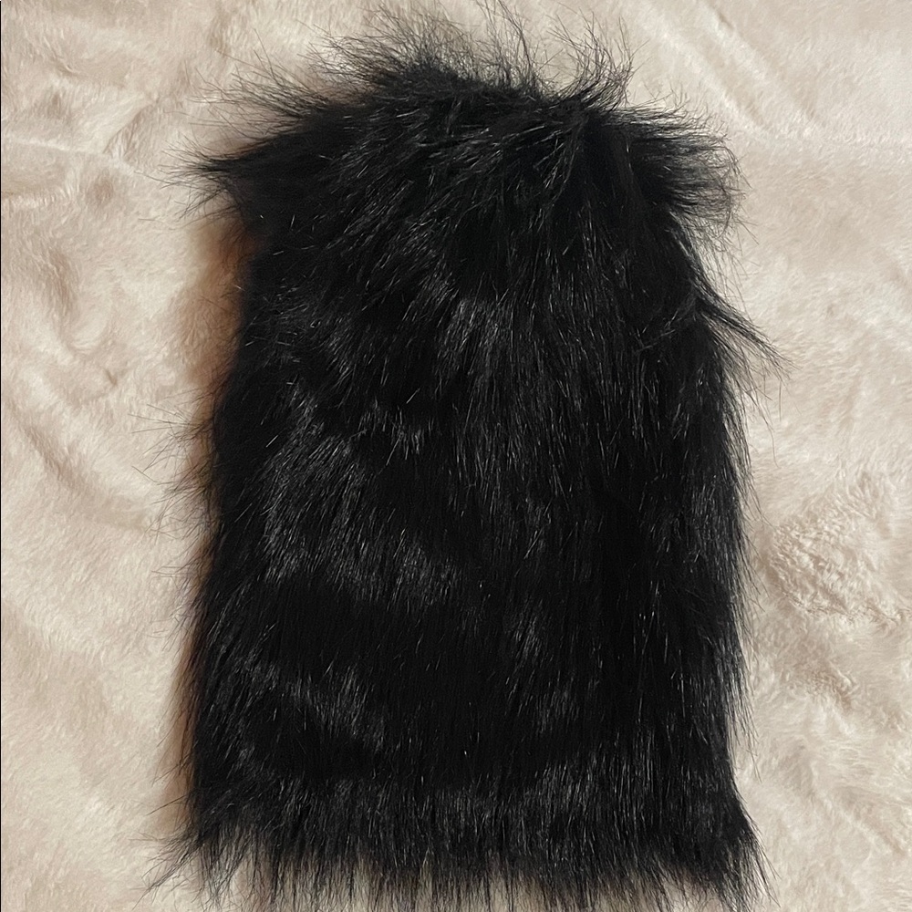Black Faux Fur leg warmers